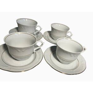 Southington Baum Golden Rhapsody Fine China Tea Coffee Cups and Saucers Set Of 4